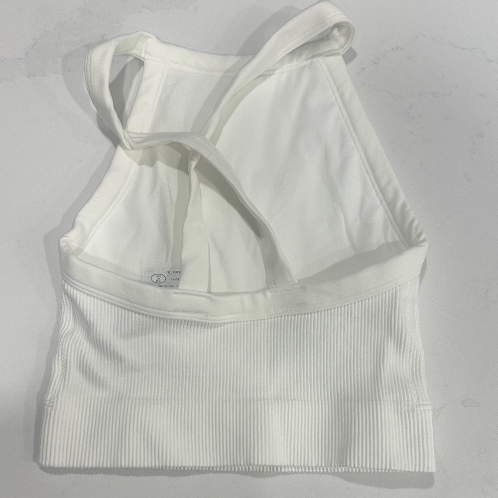 White Ribbed Crop Top - Picture 2 of 2